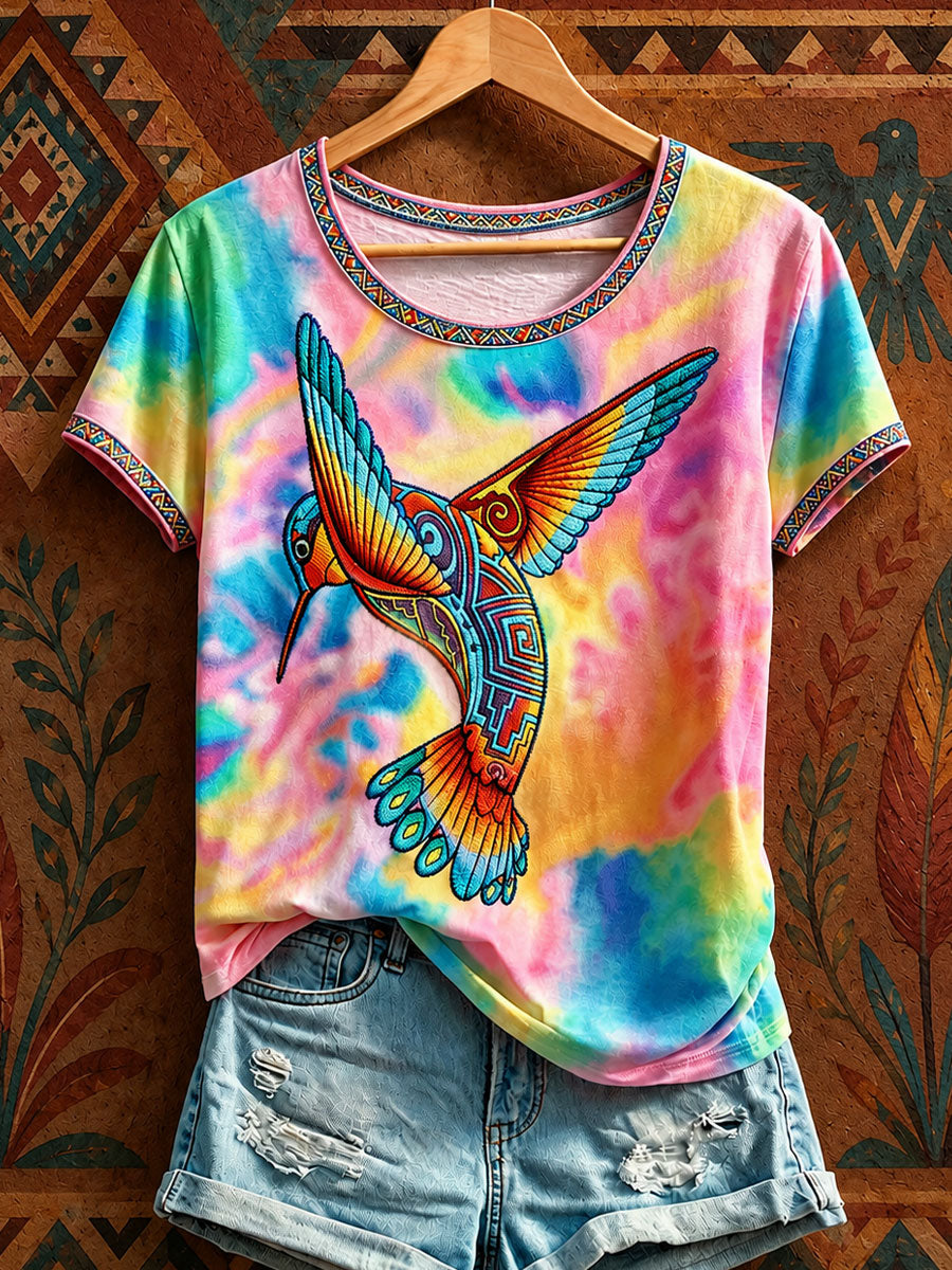 Women's Native Hummingbird Art T-Shirts gracestitchs