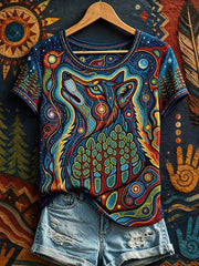 Women's Native Wolf Art T-Shirts gracestitchs