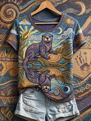 Women's Native Otter Art T-Shirts gracestitchs