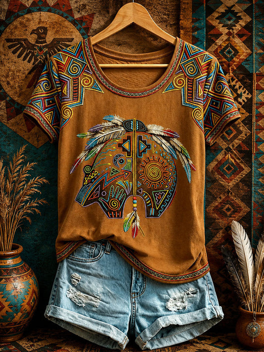 Women's Native Bear Art T-Shirts gracestitchs