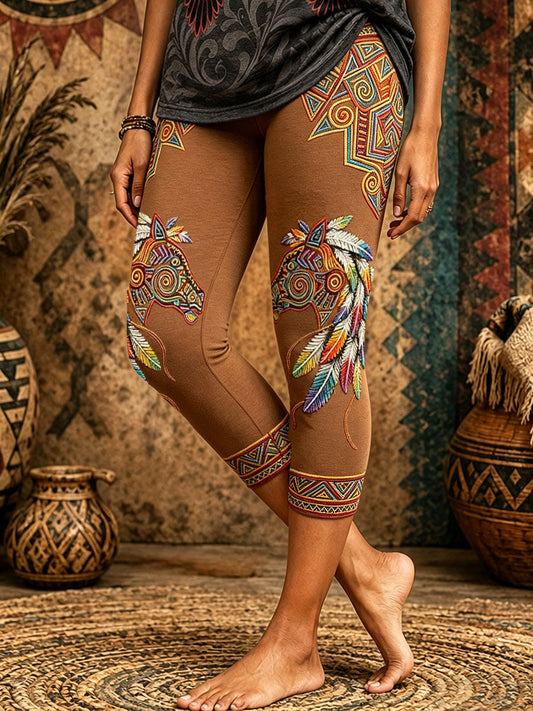 Women's Native Horse Art Leggings gracestitchs
