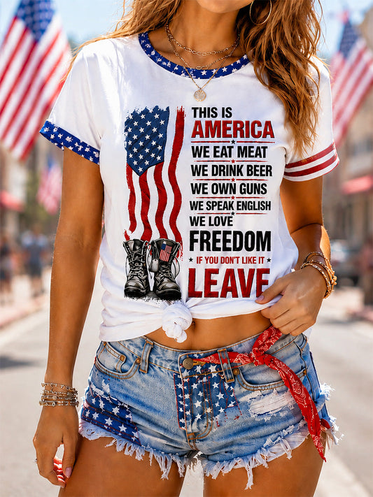 Women's Independence Day Print Casual Tee gracestitchs