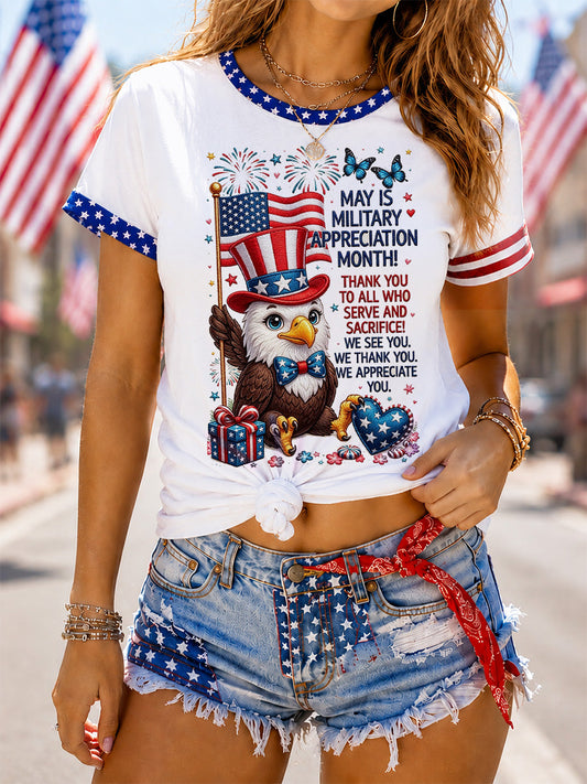 Women's Independence Day Print Casual Tee gracestitchs