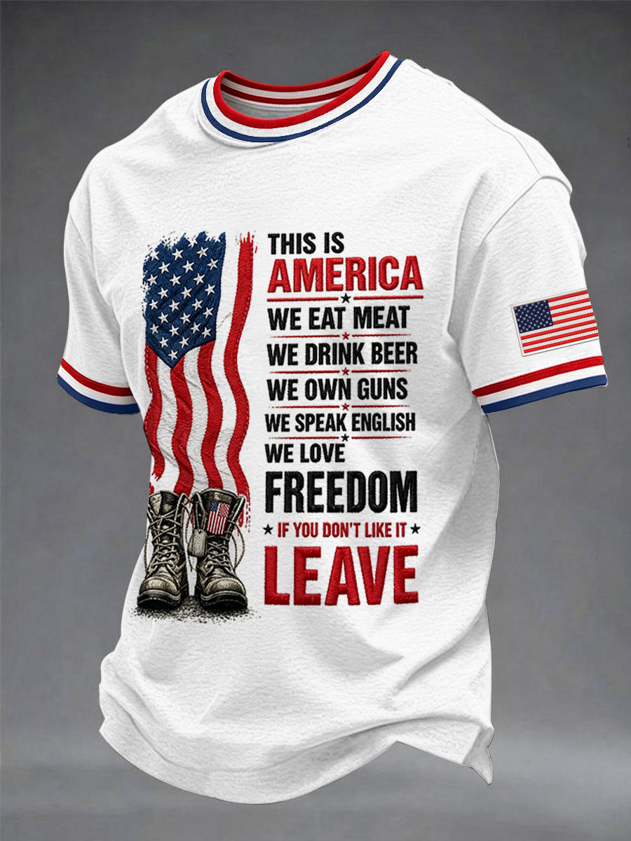 Men's Independence Day Print Casual Tee gracestitchs