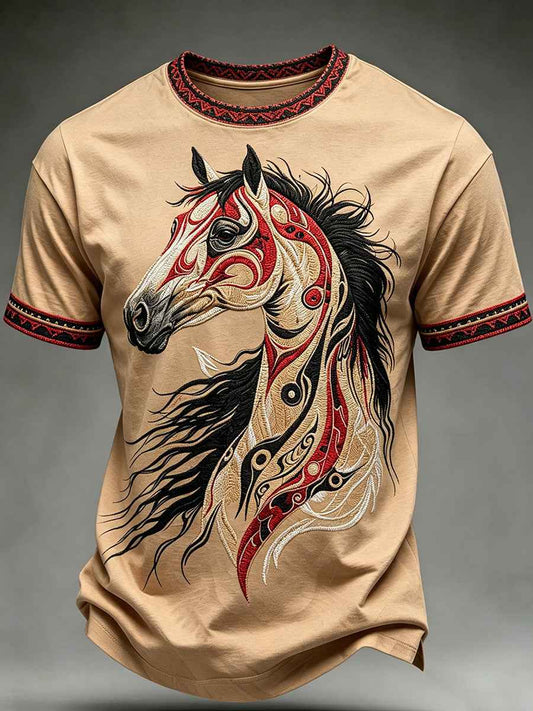 Men's Indigenous Print Casual T-Shirt