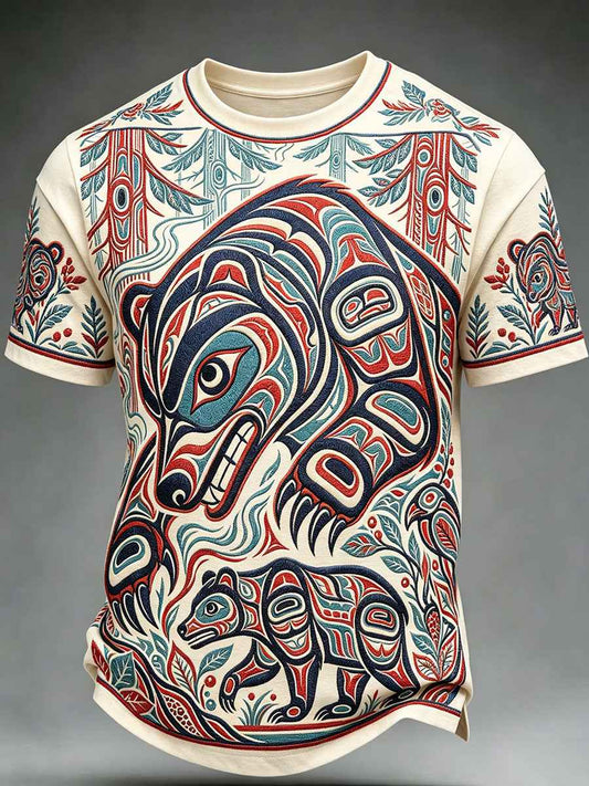 Men's Indigenous Print Casual T-Shirt