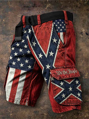 Men's We the People American & Rebel Flag Print Patchwork Cargo shorts