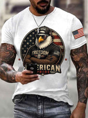 Men's Independence Day American Pride USA Flag Print Casual Patriotic Tee