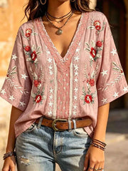 Women's 4th of July Freedom Art Printed Linen Tops