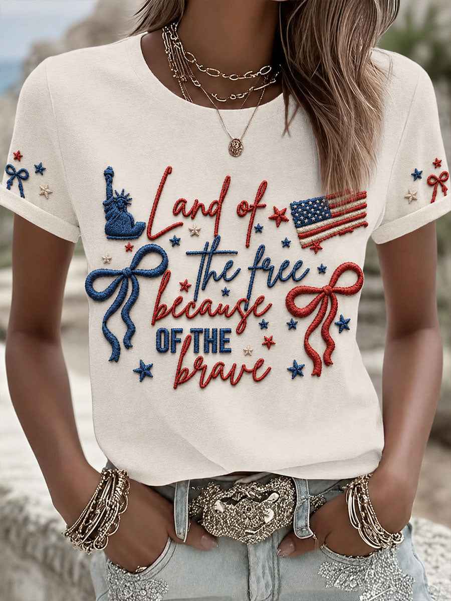 Women's 4th of July Freedom Art Printed T-shirt
