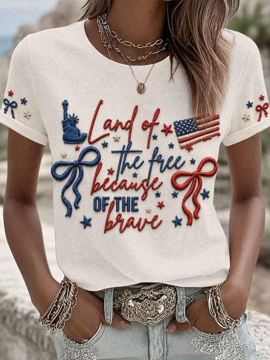 Women's 4th of July Freedom Art Printed T-shirt