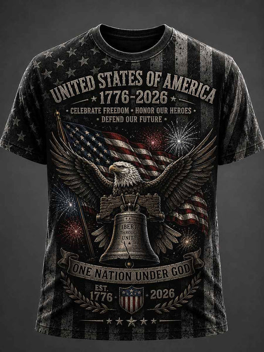 Men's Independence Day USA Flag Print Casual Patriotic Tee
