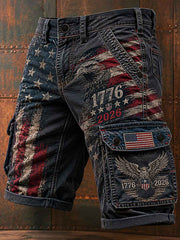 Men's Independence Day USA Flag Print Casual Patriotic Shorts