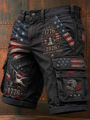 Men's Independence Day USA Flag Print Casual Patriotic Shorts