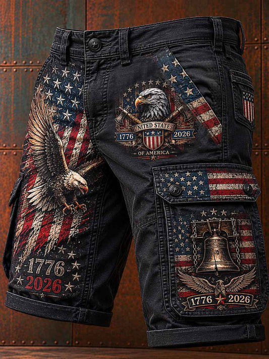Men's Independence Day USA Flag Print Casual Patriotic Shorts