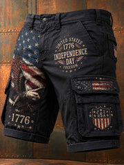 Men's Independence Day USA Flag Print Casual Patriotic Shorts