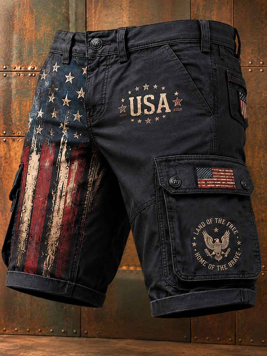 Men's Independence Day USA Flag Print Casual Patriotic Shorts