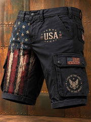 Men's Independence Day USA Flag Print Casual Patriotic Shorts
