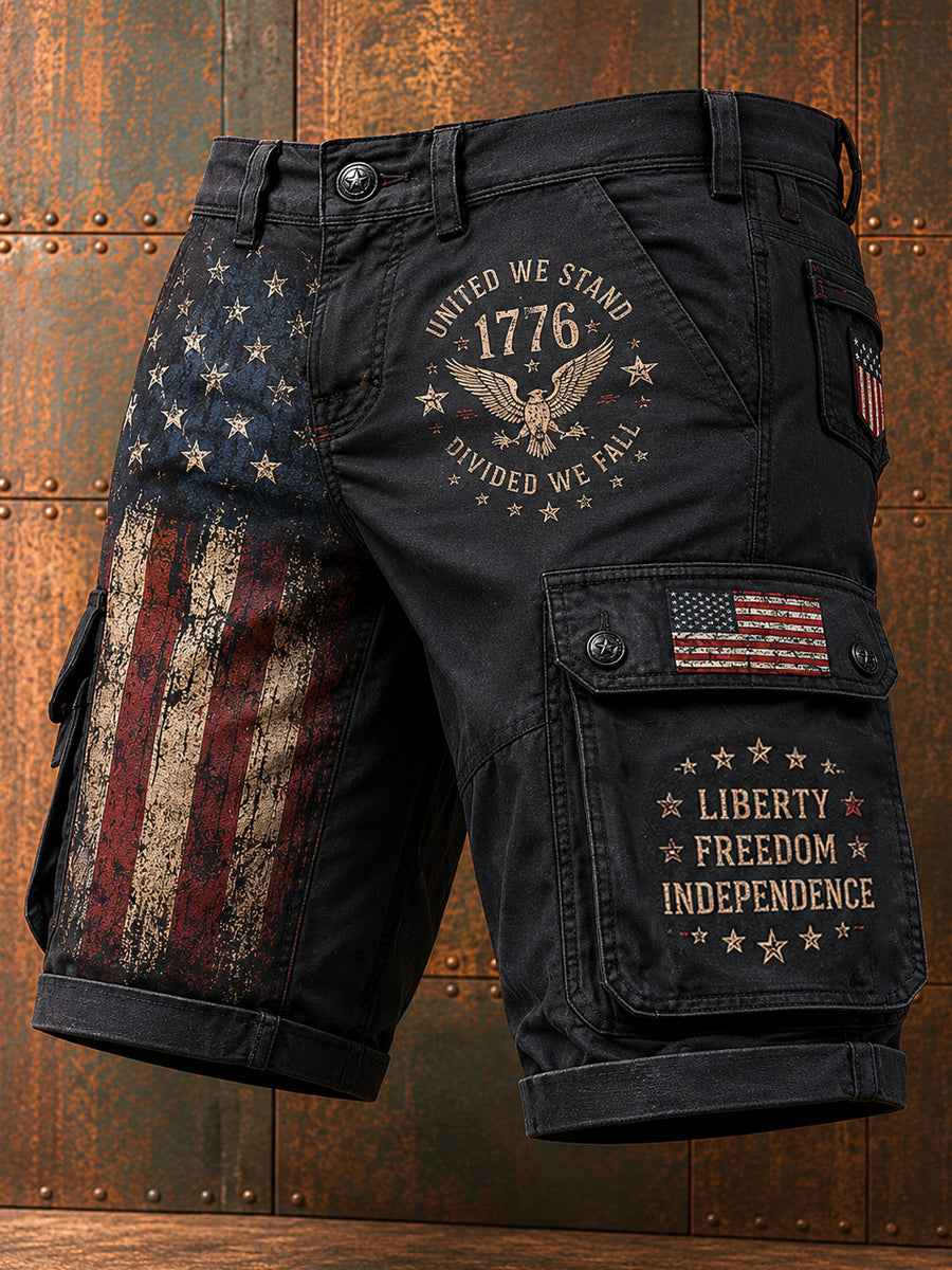 Men's Independence Day USA Flag Print Casual Patriotic Shorts