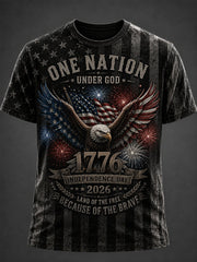 Men's Independence Day USA Flag Print Casual Patriotic Tee gracestitchs