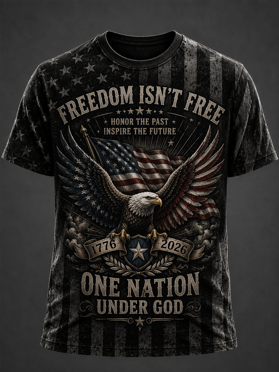 Men's Independence Day USA Flag Print Casual Patriotic Tee gracestitchs