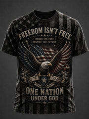 Men's Independence Day USA Flag Print Casual Patriotic Tee gracestitchs