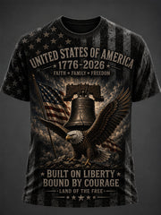 Men's Independence Day USA Flag Print Casual Patriotic Tee gracestitchs