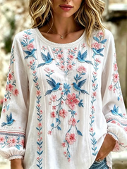 Women's floral print Cotton-Linen Shirt gracestitchs