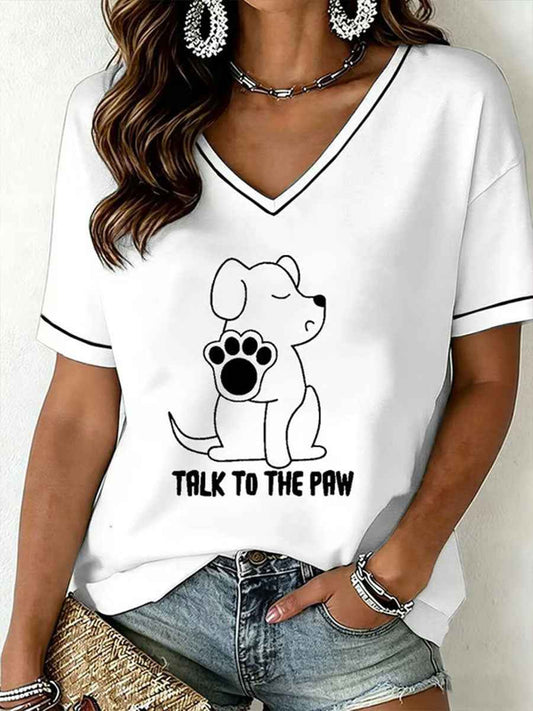 Women's Dog Art Print Casual T-Shirt