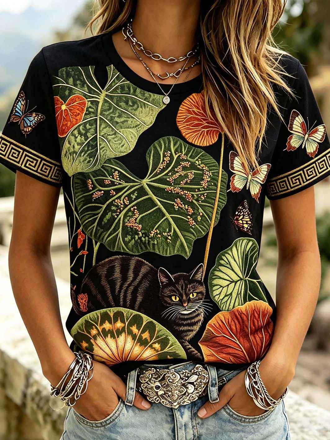 Women's Japanese Art Retro Style Casual Short Sleeve T-shirt