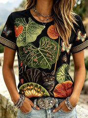 Women's Japanese Art Retro Style Casual Short Sleeve T-shirt