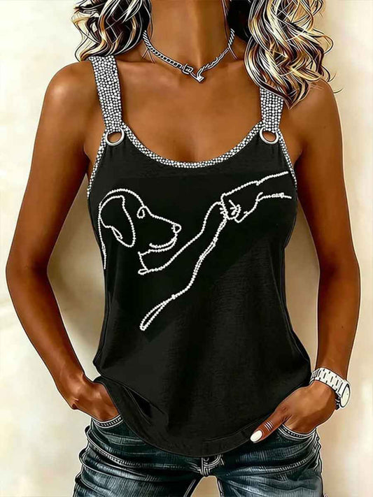 Women's Rhinestone Dog Casual Vest