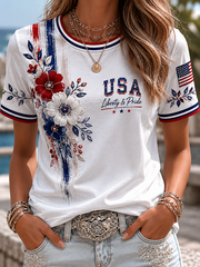 Women's Independence Day Printed short-sleeved T-shirt gracestitchs