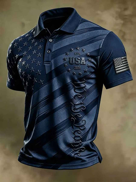 Men's Independence Day Flag Art Short Sleeve Top
