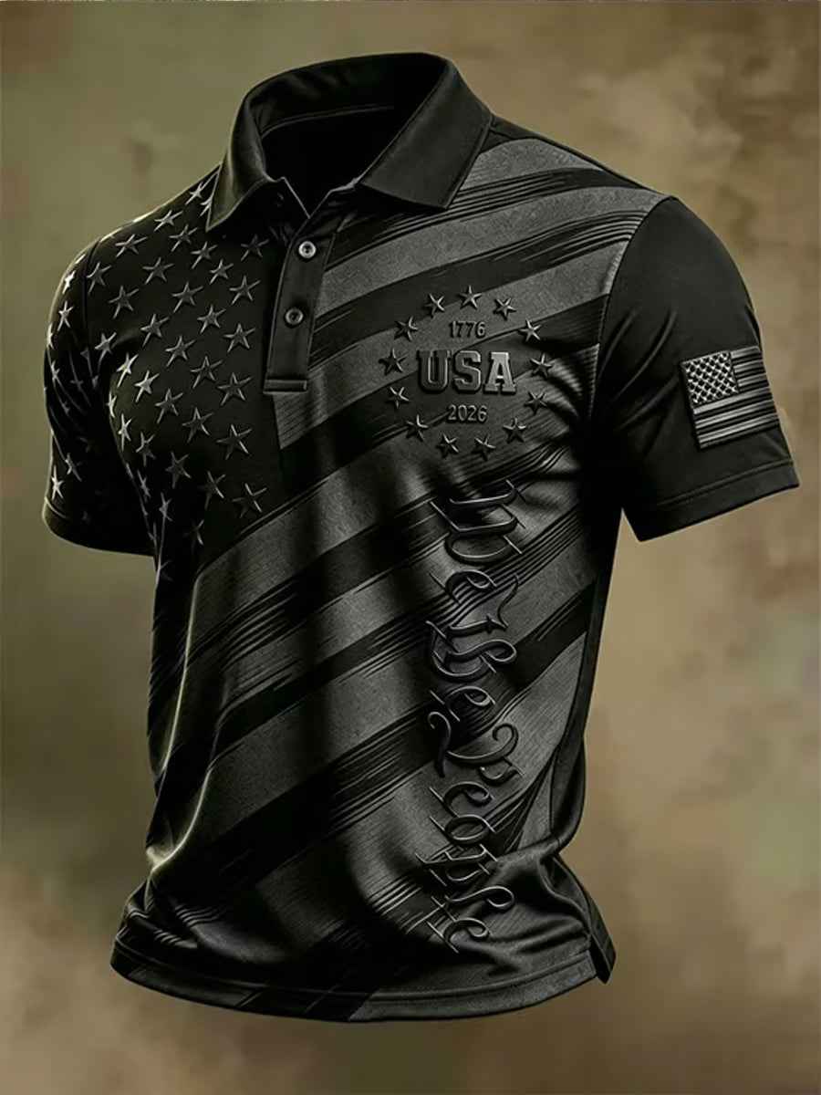 Men's Independence Day Flag Art Short Sleeve Top