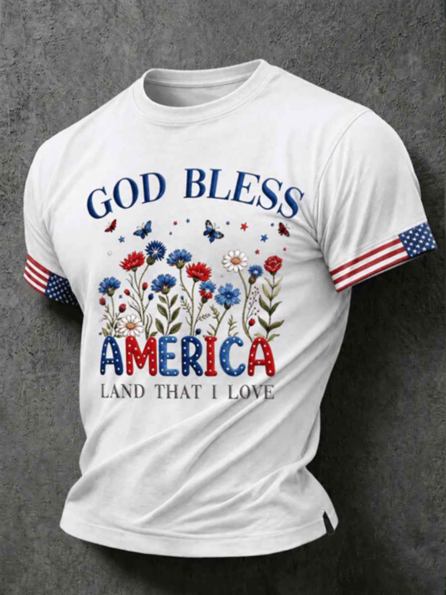 Men's God Bless America Short Sleeves T-shirt