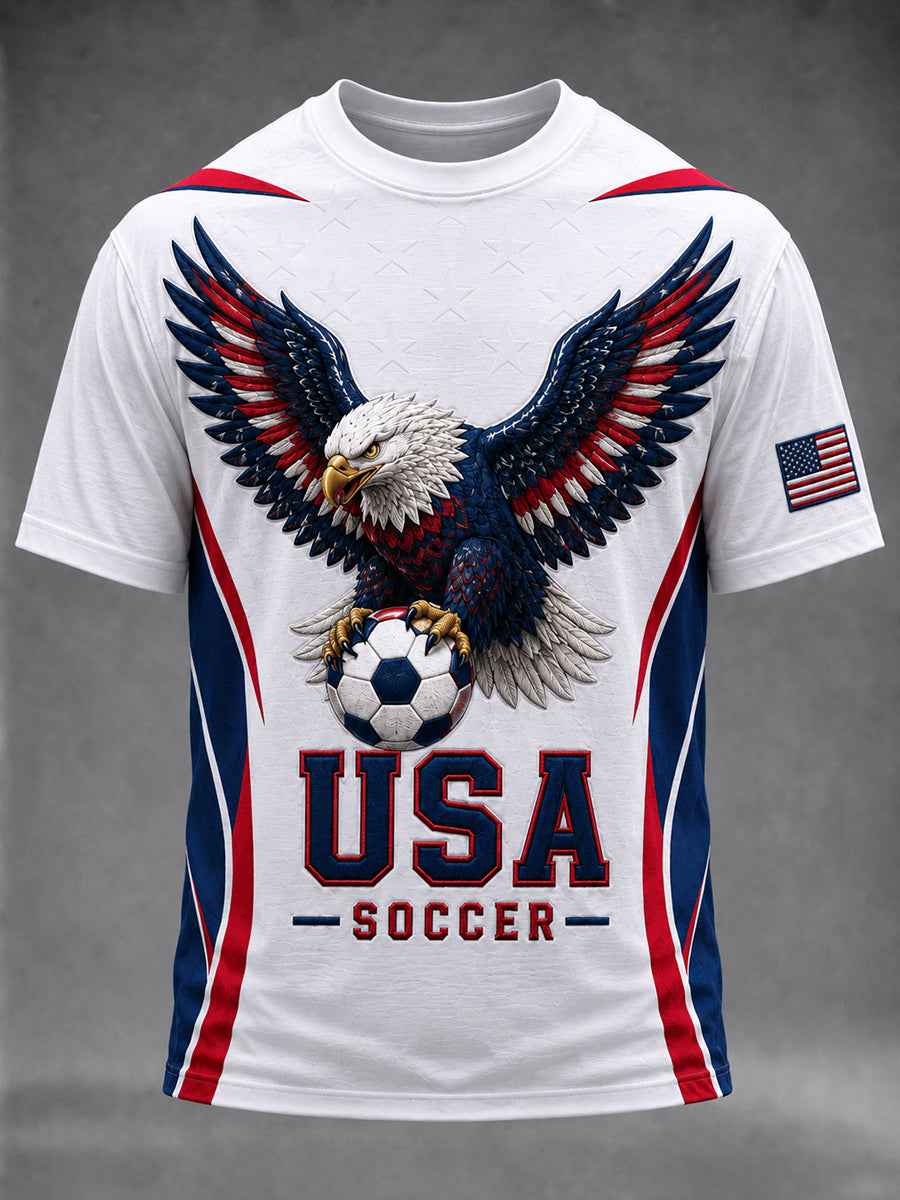 Men's USA Soccer Fan Printed Casual T-shirt