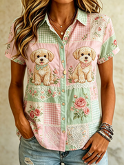 Women's Cute Dog Print  shirts gracestitchs
