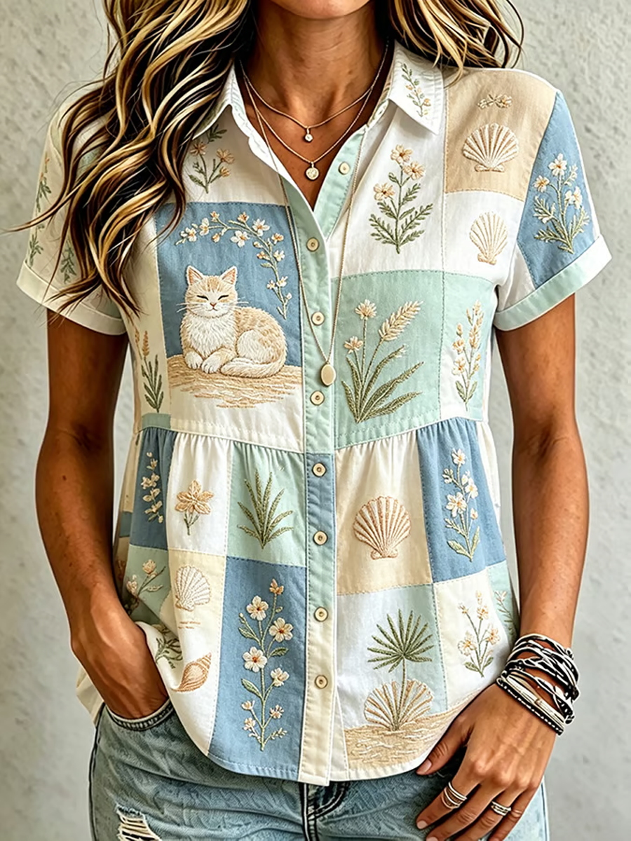 Women's Cute Cat Print shirts gracestitchs