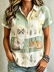 Women's Cute Cat Print shirts gracestitchs