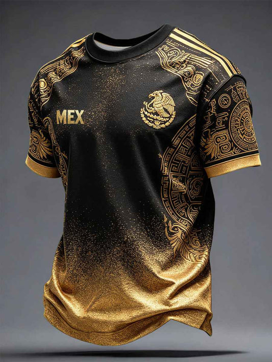 Men's Mexico Football Lover Art Printed T-shirt