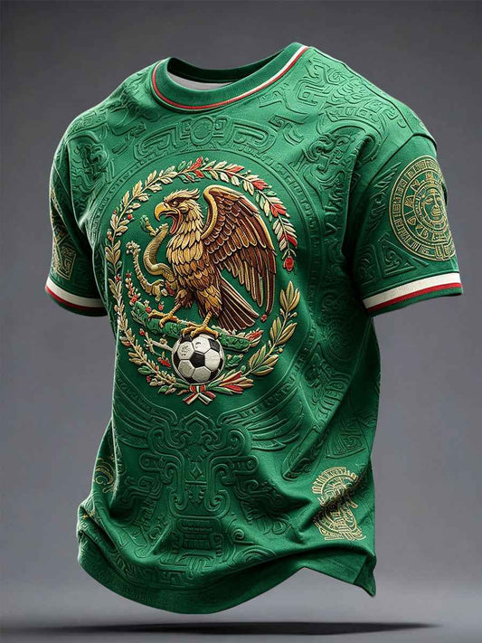 Men's Mexico Football Lover Art Printed T-shirt