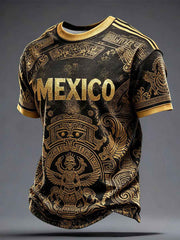 Men's Mexico Football Lover Art Printed T-shirt