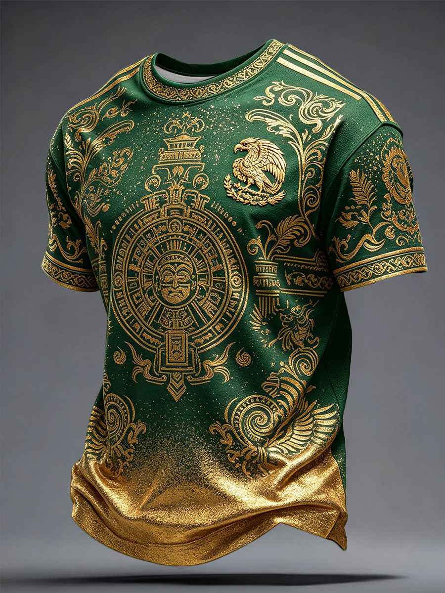 Men's Mexico Football Lover Art Printed T-shirt