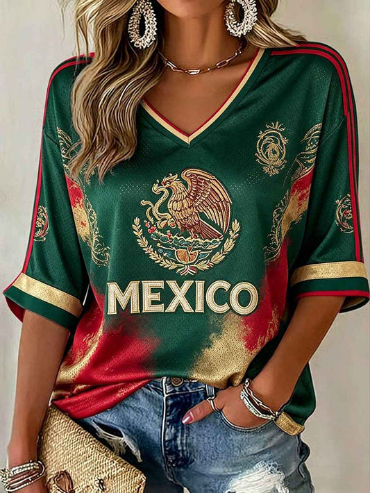 Women's Mexico Football Lover Printed T-shirt