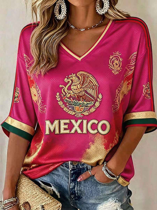 Women's Mexico Football Lover Printed T-shirt