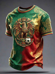 Men's Mexico Football Lover Art Printed T-shirt