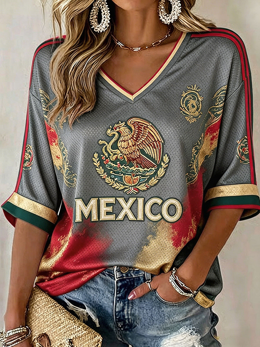 Women's Mexico Football Lover Printed T-shirt gracestitchs