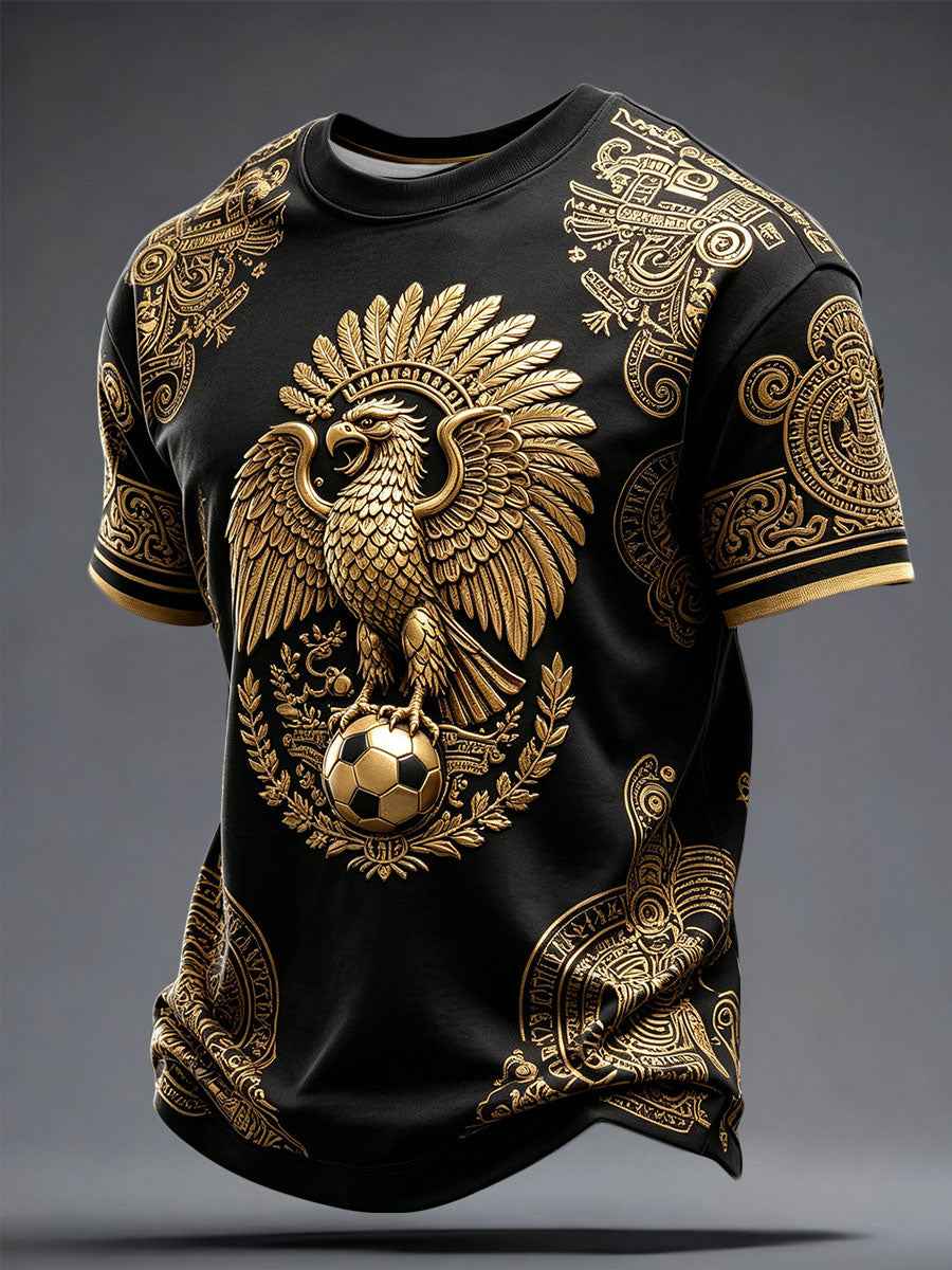 Men's Mexico Football Lover Art Printed T-shirt
