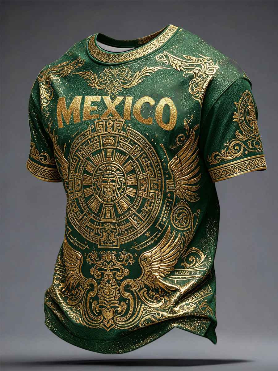 Men's Mexico Football Lover Art Printed T-shirt